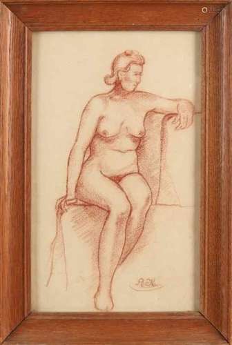 AGA Krumme. Female nude. Charcoal on paper. Size: 32 x 20 cm. In good condition. AGA Krumme.