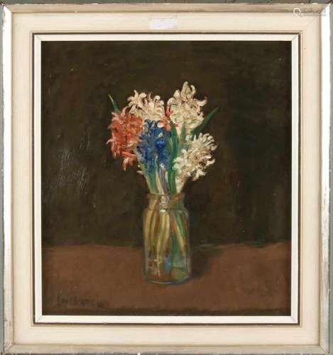 Meinert Volkers. 1981. Flowers. Oil paint on panel. Size: 40 x 36 cm. In good condition. Meinert