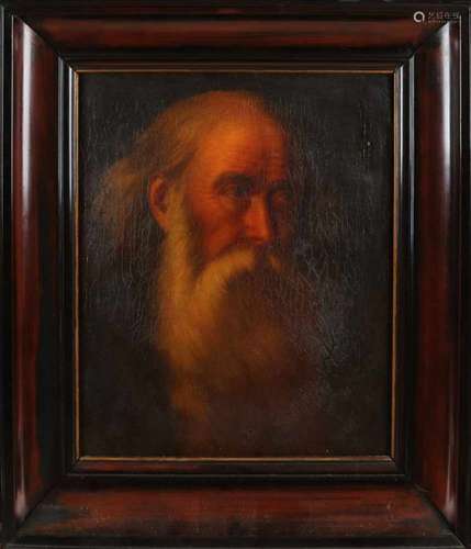 Portrait. 19th century. Old man with beard. Crackling. Oil paint on linen. Size: 48 x 39 cm.  In