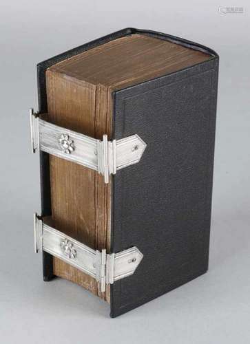 State Bible with black leather cover and double silver locks, 833/000, Empire style with line