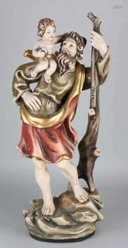 Italian wood-stuck figure. Old man with putti. Polychromed. Second half of the 20th century. Size: H