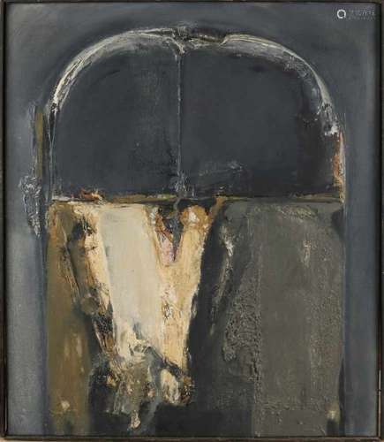 Henk Schuring. 1928 - 1984. Zwolle. Abstract composition. Oil paint on linen. Size: 70 x 60 cm. In