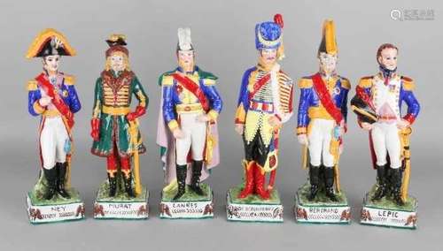 Six German Sitzendorf porcelain soldiers. 20th century. Hand painted by AH Size: 26 - 30 cm. In good