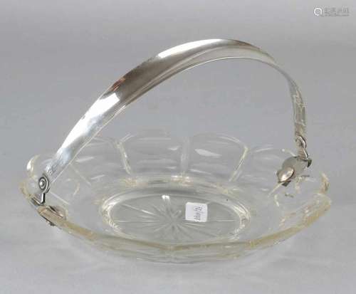 Cut crystal chocolate bowl with scalloped edge with almond shavings and cut star on the bottom.