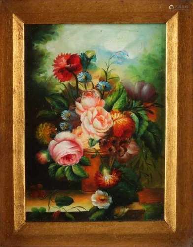 Unsigned. Second half of the 20th century. Flower still life. Oil paint on panel. Size: 13 x 18