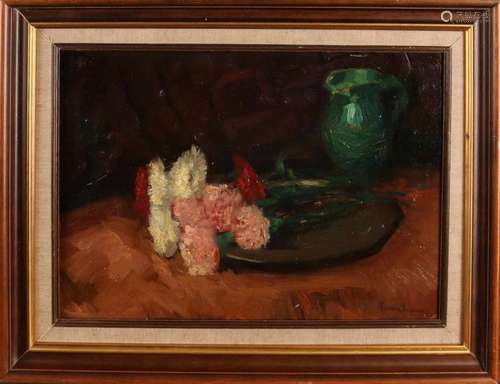 Herman Bogman. 1890 - 1975. Still life. Oil paint on panel. Size: 50 x 35 cm. In good condition.