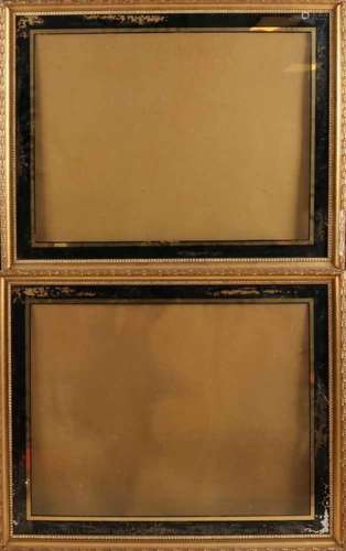 Four antique golden frames with black passe partouts. Size: 77 - 87 cm. In reasonable / good