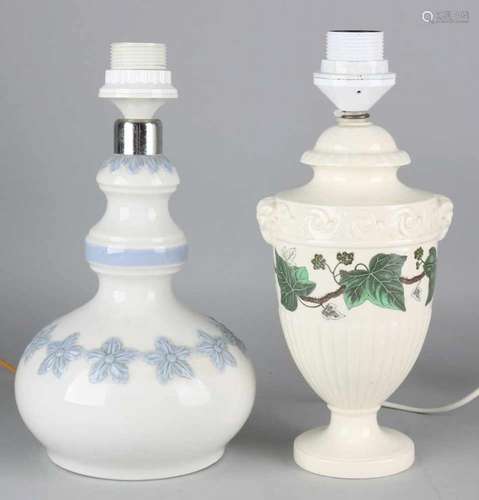 Two earthenware lamp bases. One time Wedgwood or Etruria, ceramics. One time Lladro Spain,