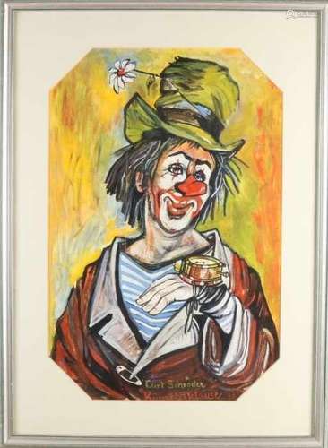 Curt Schröder. Clowns' portrait. Kunstlaerklause. Oil paint on paper. Size: 49 x 74 cm. In good