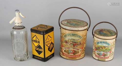 Four parts diverse. Consisting of: Three times old tin, two times Art Nouveau and one time HAKA