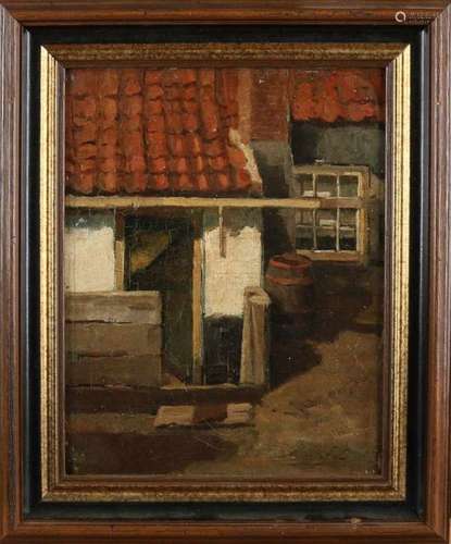 Unclear. Balné ?. Farm house. Oil paint on panel. Size: 24 x 30 cm. In good condition. Unklar.