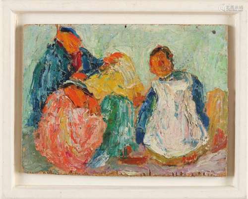 Rodolf Banet. 1901 - 1993. Figure representation. Oil paint on panel. Size: 12 x 17 cm. In good