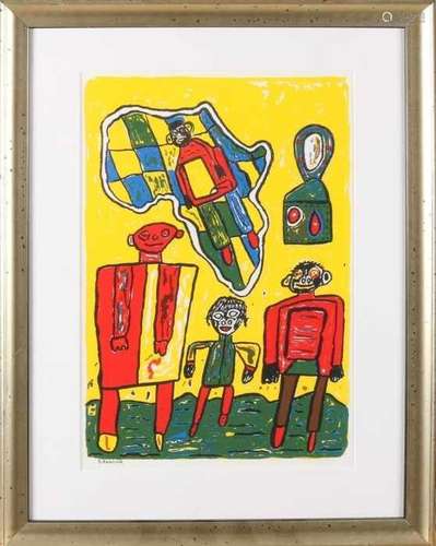 Suzanne Ribberink. 1968. The Hague. Naive figurative representation. Lithography on paper. Size: