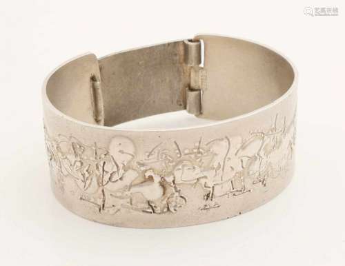 Silver lapponia bracelet, 925/000. Design Inspiro bangle, by Björn Weckström. Wide band with