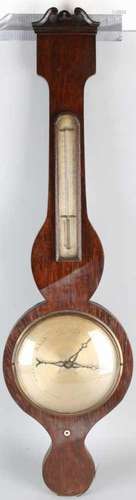 Antique English rosewood barometer with tin plates. Light damage. 19th century. Size: 95 cm. In