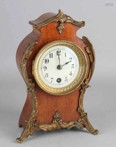 Antique walnut table clock with bronze. Circa 1890. Clockwork Kienzle, marriage. Functions not