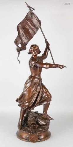 19th Century great bronze Jeanne D'Arc by A. Gaudez. Adrien Etienne Gaudez. 1845-1902. Beautiful