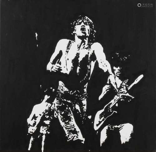 Phil Mey. Mick Jagger. Oil paint on linen. Size: 50 x 50 cm. In good condition. Phil Mey. Mick