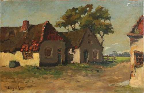 Wetering de Rooy. 1877 - 1972. Farm. Oil paint on linen. Size: 30 x 45 cm. In good condition.