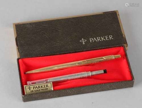 Gilded Parkerpen, mechanical pencil. with engraving. In good condition Gilded Parkerpen,