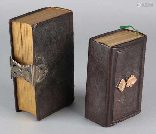 Two bibles with gold and silver lock. Bible with edited cover with openwork silver clasp, MT .: