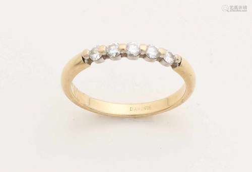 Golden ring, 585/000, with diamonds. Ring ring Diamonde model 621 5x0.06ct, Si-P / H, placed between