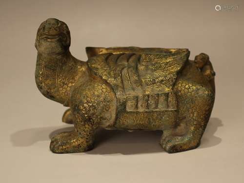 CHINESE GILT BRONZE DRAGON TURTLE