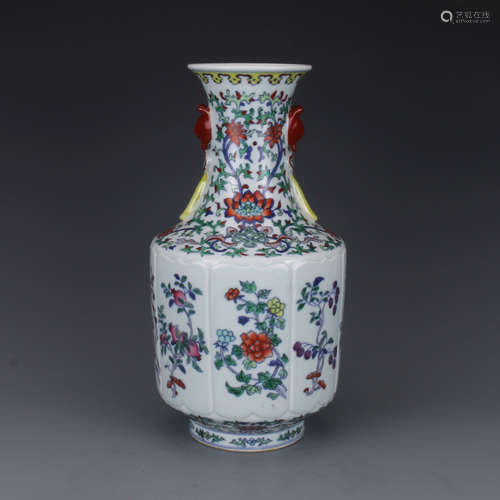 CHINESE DOUCAI VASE WITH QIANLONG MARK