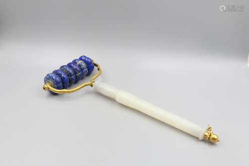 CHINESE WHITE JADE AND LAPOS LAZULI TOOL