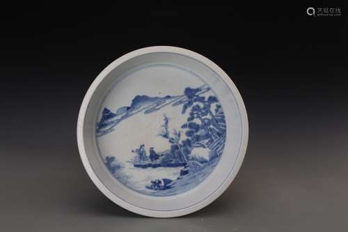 CHINESE BLUE AND WHITE WASHER