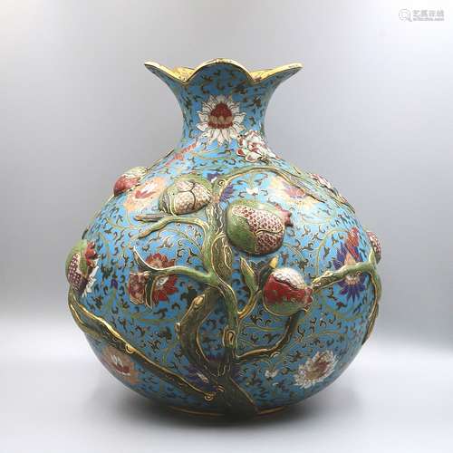 CHINESE BRONZE CLOISONNE VASE