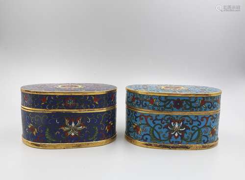 TWO CHINESE BRONZE CLOISONNE PEN LICK