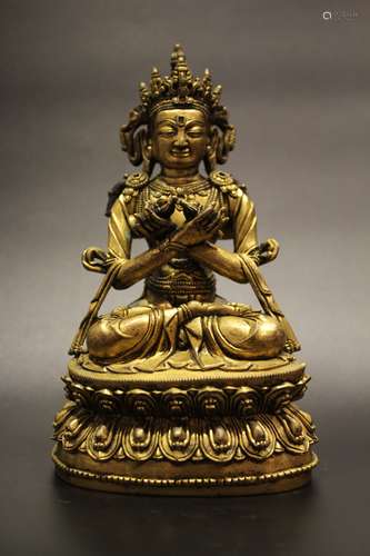 CHINESE GILT BRONZE BUDDHA STATUE