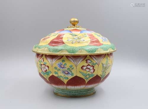 CHINESE CLOISONNE ENAMEL BOWL AND COVER