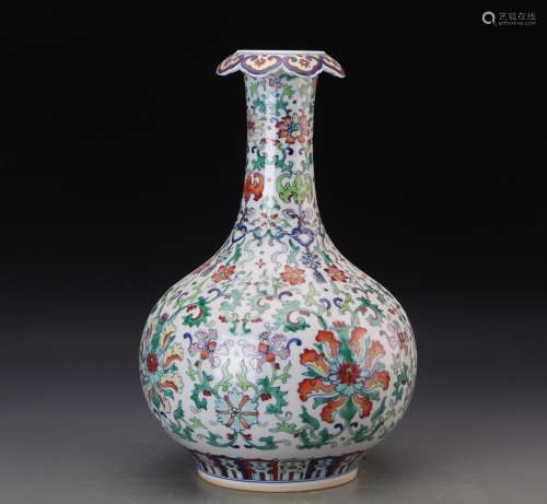 CHINESE DOUCAI VASE WITH QIANLONG MARK