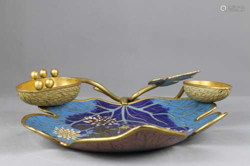 CHINESE BRONZE CLOISONNE WASHER