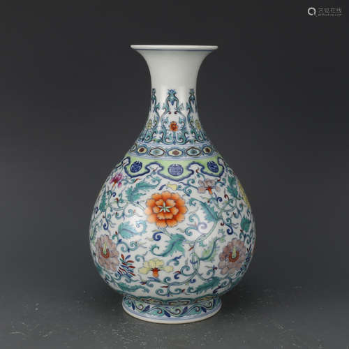 CHINESE DOUCAI VASE WITH YONGZHENG MARK