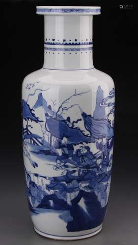 CHINESE BLUE AND WHITE VASE WITH KANGXI MARK