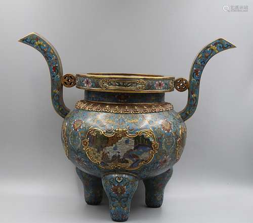 CHINESE BRONZE CLOISONNE CENSER