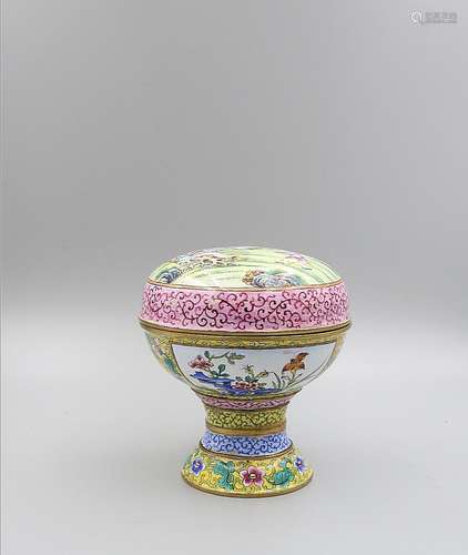 CHINESE CLOISONNE ENAMEL STEM BOX