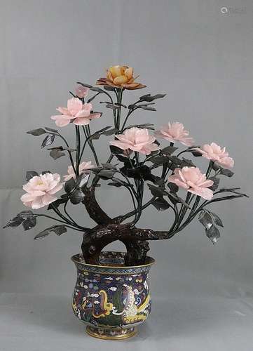 CHINESE BRONZE CLOISONNE BONSAI