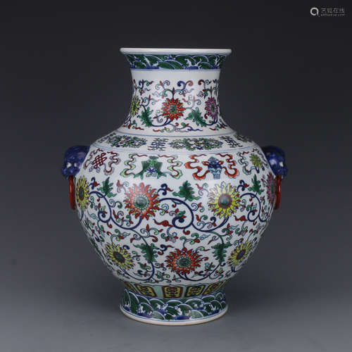 CHINESE DOUCAI VASE WITH QIANLONG MARK