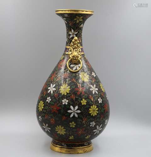 CHINESE BRONZE CLOISONNE VASE