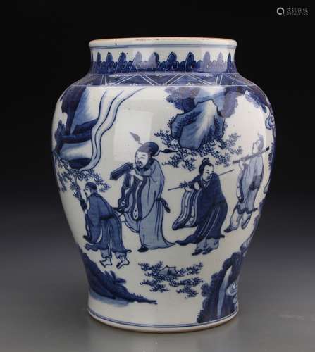 CHINESE BLUE AND WHITE JAR