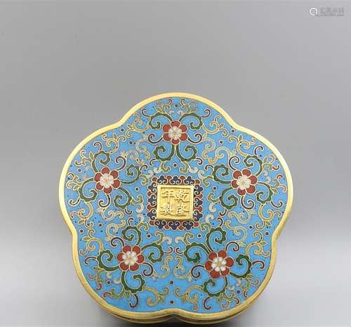 CHINESE BRONZE CLOISONNE BOX