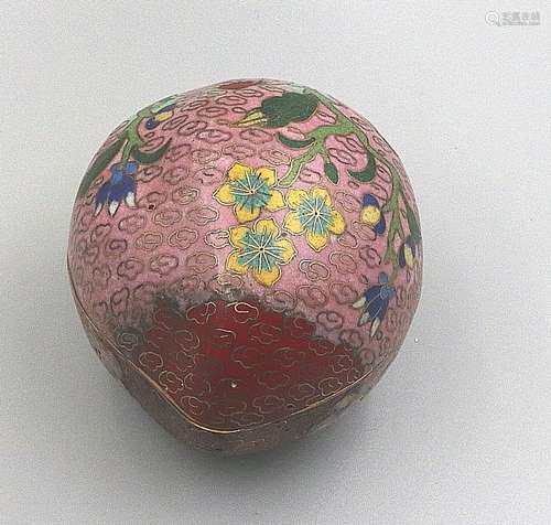 CHINESE BRONZE CLOISONNE PEACH BOX