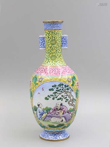 CHINESE BRONZE ENAMEL CLOISONNE VASE