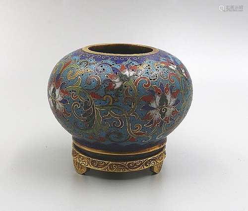 CHINESE BRONZE CLOISONNE WATER POT