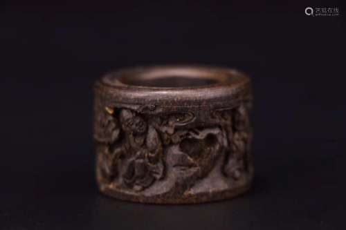 20TH CENTURY, A STORY DESIGN OLD AGILAWOOD RING, THE REPUBLIC OF CHINA