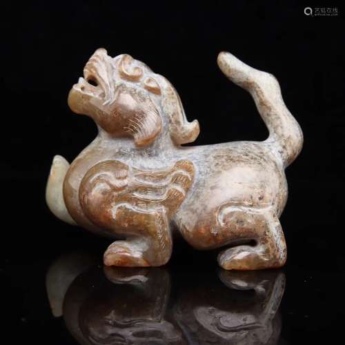 206BC-220AD, AN AUSPICIOUS ANIMAL DESIGN ANCIENT JADE, HAN DYNASTY